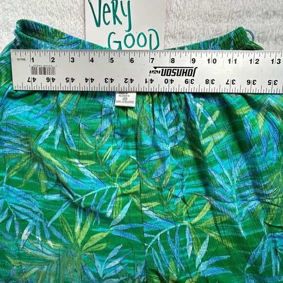 Key Lime Pie Womens Tropical Leaf Print Wide Leg Pants Size Medium Green Summer - Picture 6 of 11